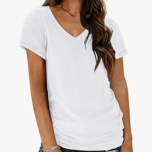 Classic White V-Neck Women's Top - Size M
